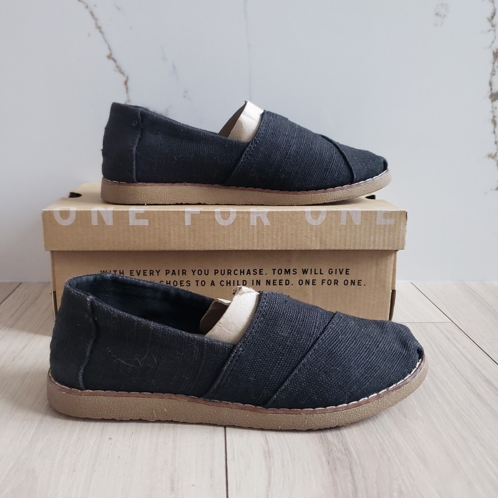 TOMS Alpargata Crepe Shoes Womens 5.5 Black Suede Slip On Casual Flats